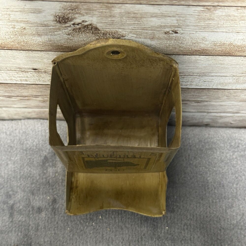 Vintage Metal Blue Bull Inn 1809 Matchbox Holder Yellowish Brown - Picture 3 of 7